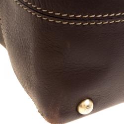 Pre Owned Tod's Dark Brown Leather D Cube Bowler Bag
