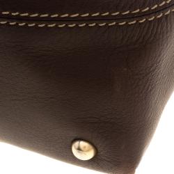 Pre Owned Tod's Dark Brown Leather D Cube Bowler Bag