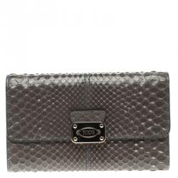 Tod's Grey Python Tri Fold Wallet