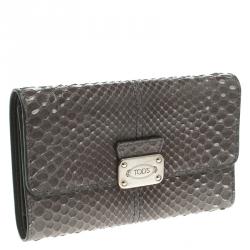 Tod's Grey Python Tri Fold Wallet