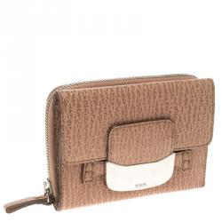 Tod's Brown Tetured Leather Compact Wallet 