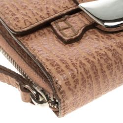 Tod's Brown Tetured Leather Compact Wallet 