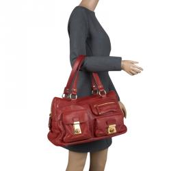 Pre Owned Tod’s Red Leather Took Tracolla Media Satchel