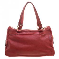 Pre Owned Tod’s Red Leather Took Tracolla Media Satchel