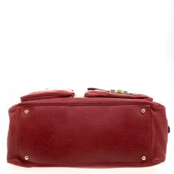 Pre Owned Tod’s Red Leather Took Tracolla Media Satchel
