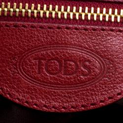 Pre Owned Tod’s Red Leather Took Tracolla Media Satchel