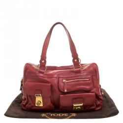 Pre Owned Tod’s Red Leather Took Tracolla Media Satchel