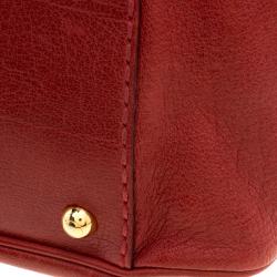 Pre Owned Tod’s Red Leather Took Tracolla Media Satchel