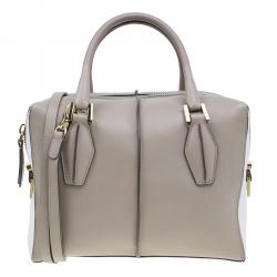 Tod's Beige/Pink Leather Small D-Cube Bowler Bag