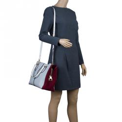 Pre Owned Tod's Grey Bi Color Leather Medium D-Cube Tote Bag