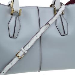 Pre Owned Tod's Grey Bi Color Leather Medium D-Cube Tote Bag