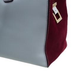 Pre Owned Tod's Grey Bi Color Leather Medium D-Cube Tote Bag