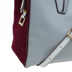 Pre Owned Tod's Grey Bi Color Leather Medium D-Cube Tote Bag