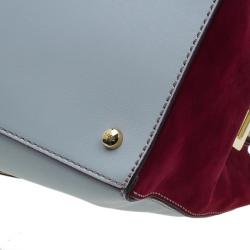 Pre Owned Tod's Grey Bi Color Leather Medium D-Cube Tote Bag