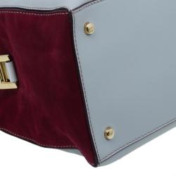 Pre Owned Tod's Grey Bi Color Leather Medium D-Cube Tote Bag