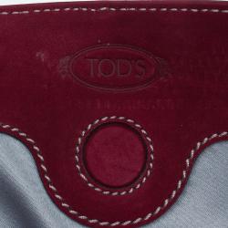 Pre Owned Tod's Grey Bi Color Leather Medium D-Cube Tote Bag