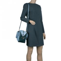 Pre Owned Tod's Carolina Blue/Green Leather Small D-Cube Bowler Bag