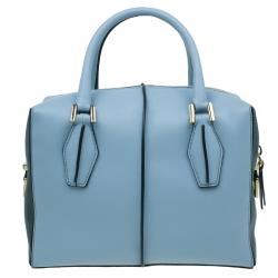 Pre Owned Tod's Carolina Blue/Green Leather Small D-Cube Bowler Bag