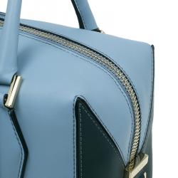 Pre Owned Tod's Carolina Blue/Green Leather Small D-Cube Bowler Bag