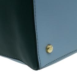 Pre Owned Tod's Carolina Blue/Green Leather Small D-Cube Bowler Bag