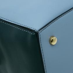 Pre Owned Tod's Carolina Blue/Green Leather Small D-Cube Bowler Bag