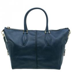 مملوكة مسبقًا Tod's Dark Blue Leather Small CC Zip Tote Bag