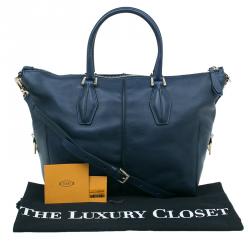 مملوكة مسبقًا Tod's Dark Blue Leather Small CC Zip Tote Bag