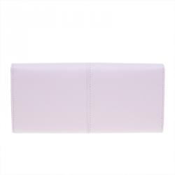 Pre Owned Tod's Light Pink Leather Foldover Logo Wallet