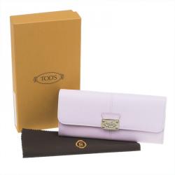 Pre Owned Tod's Light Pink Leather Foldover Logo Wallet