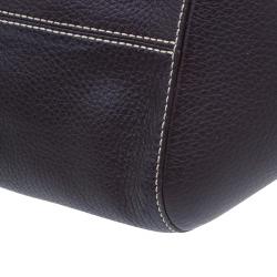 Tod's Chocolate Brown Leather Corniche Wave East West Satchel