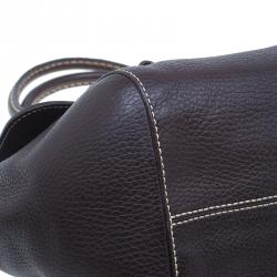 Tod's Chocolate Brown Leather Corniche Wave East West Satchel