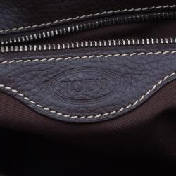 Tod's Chocolate Brown Leather Corniche Wave East West Satchel