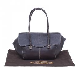 Tod's Chocolate Brown Leather Corniche Wave East West Satchel