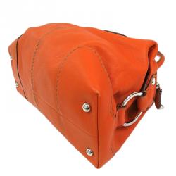 Pre Owned Tod's Orange Leather Bauletto Bowling Bag