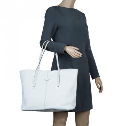 Pre Owned Tod's White leather Toujours Shopping Tote