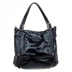 Pre Owned حقيبة يد تودز ساكا G لاين كانفاس مقوى أسود ميتاليك