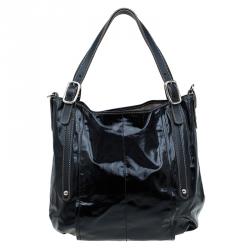 Pre Owned حقيبة يد تودز ساكا G لاين كانفاس مقوى أسود ميتاليك