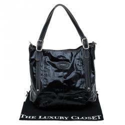 Pre Owned حقيبة يد تودز ساكا G لاين كانفاس مقوى أسود ميتاليك