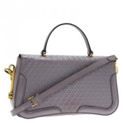 Pre Owned حقيبة كروس تودز جلد رصاصي لامع منقوشة