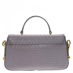 Pre Owned حقيبة كروس تودز جلد رصاصي لامع منقوشة