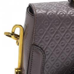 Pre Owned حقيبة كروس تودز جلد رصاصي لامع منقوشة