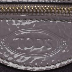 Pre Owned حقيبة كروس تودز جلد رصاصي لامع منقوشة