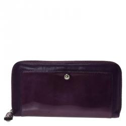 Tod's Purple Two Tone Patent Leather Zip Around Wallet