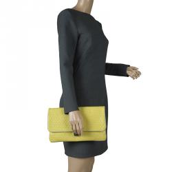 Tod's Yellow Patent Leather Signature Clutch