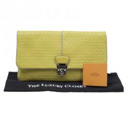 Tod's Yellow Patent Leather Signature Clutch
