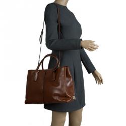 Pre Owned Tod's Brown Leather Medium D-Cube Tote
