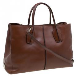 Pre Owned Tod's Brown Leather Medium D-Cube Tote