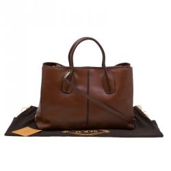 Pre Owned Tod's Brown Leather Medium D-Cube Tote