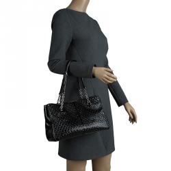Pre Owned Tod's Black Patent Leather Signature Shopper Tote