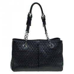 Pre Owned Tod's Black Patent Leather Signature Shopper Tote